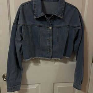 SHEIN Blue Denim Cropped Jacket